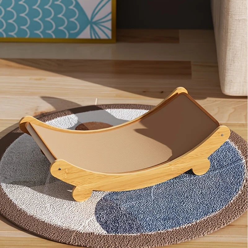 Wooden Cat Scratcher Bed - Detachable Scratch Pad