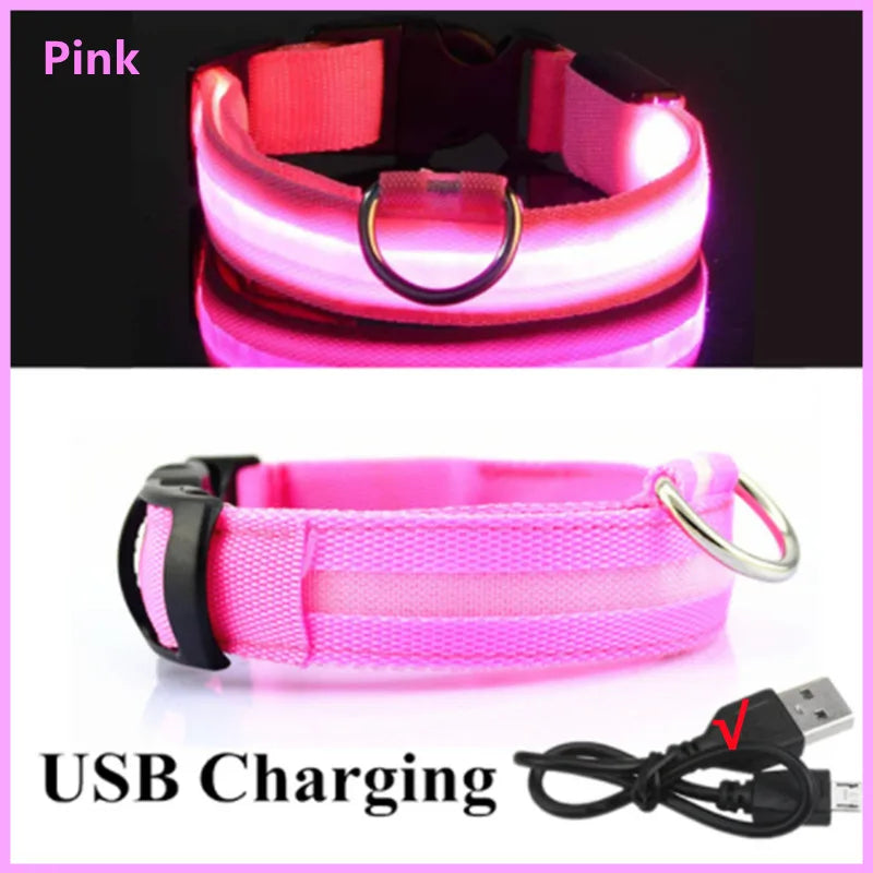 Adjustable Flashing Rechargeable Luminous LED Glowing Dog Collar