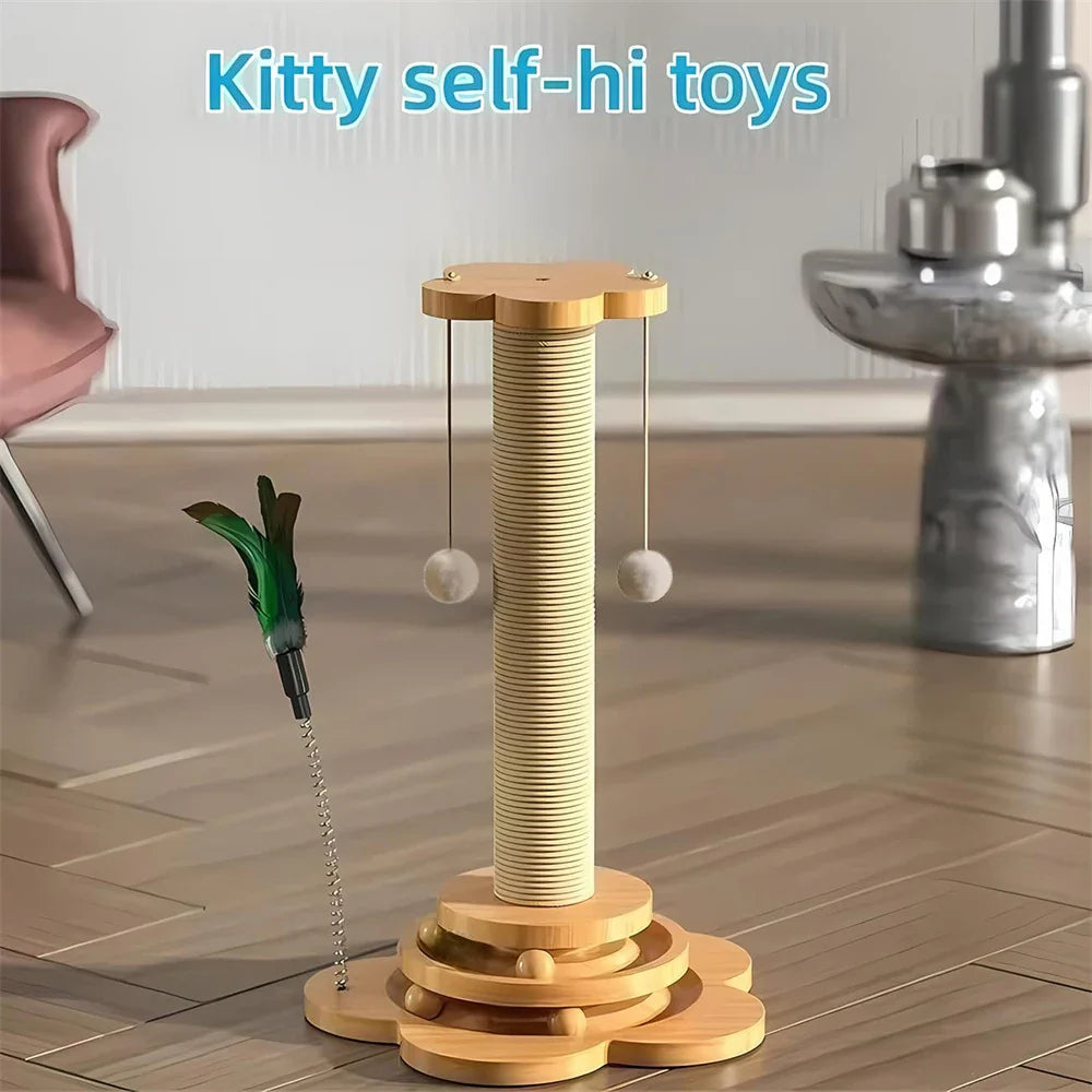 Solid Wood Cat Turntable Toy