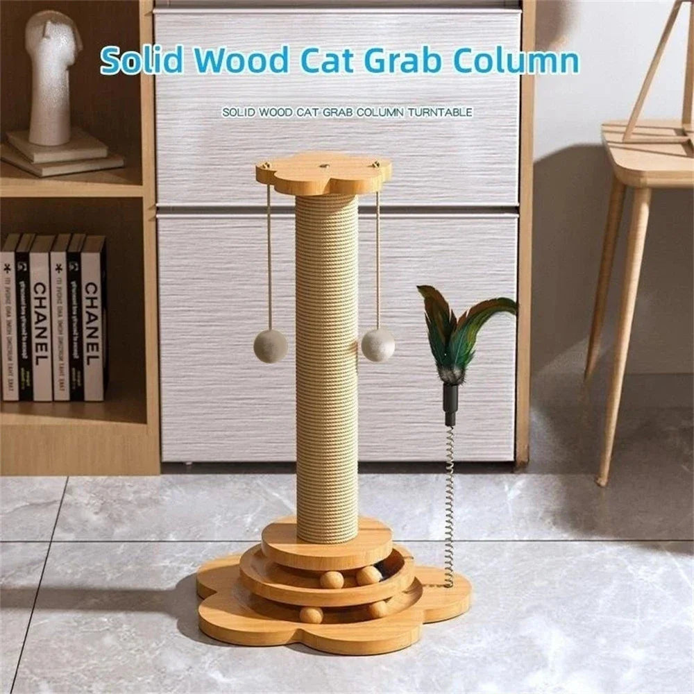 Solid Wood Cat Turntable Toy