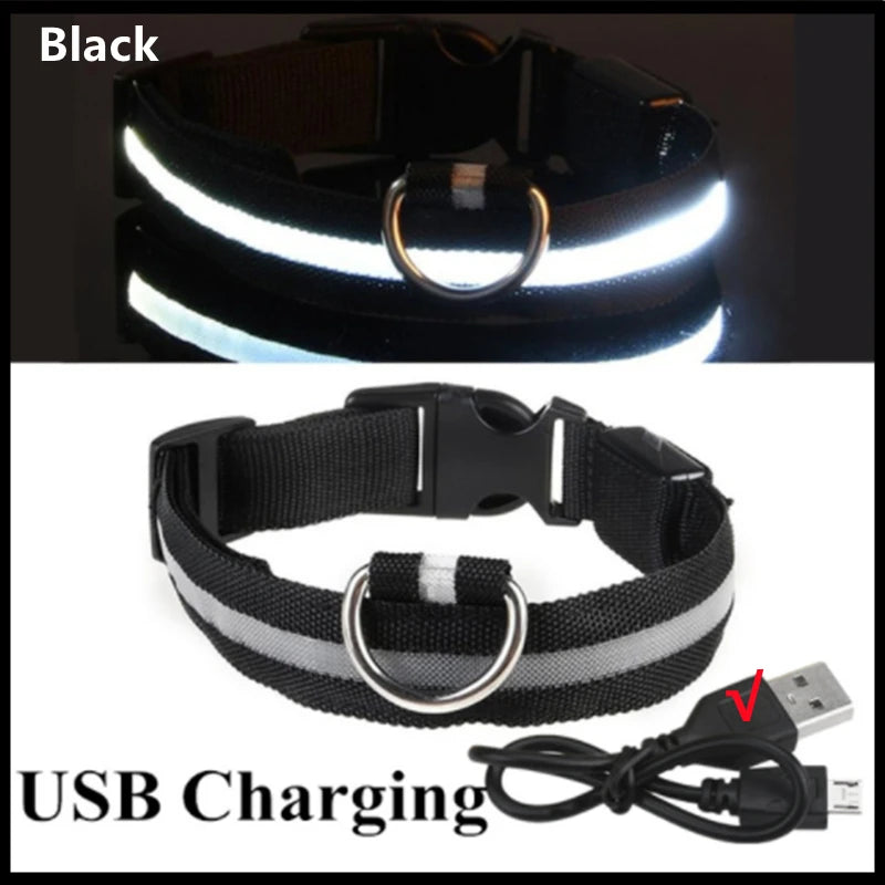 Adjustable Flashing Rechargeable Luminous LED Glowing Dog Collar