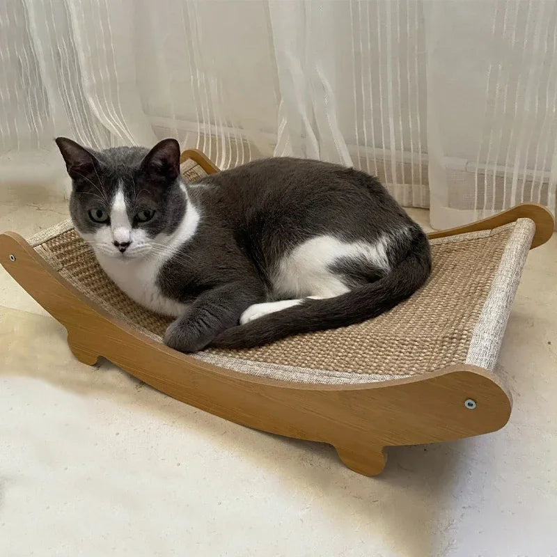 Wooden Cat Scratcher Bed - Detachable Scratch Pad