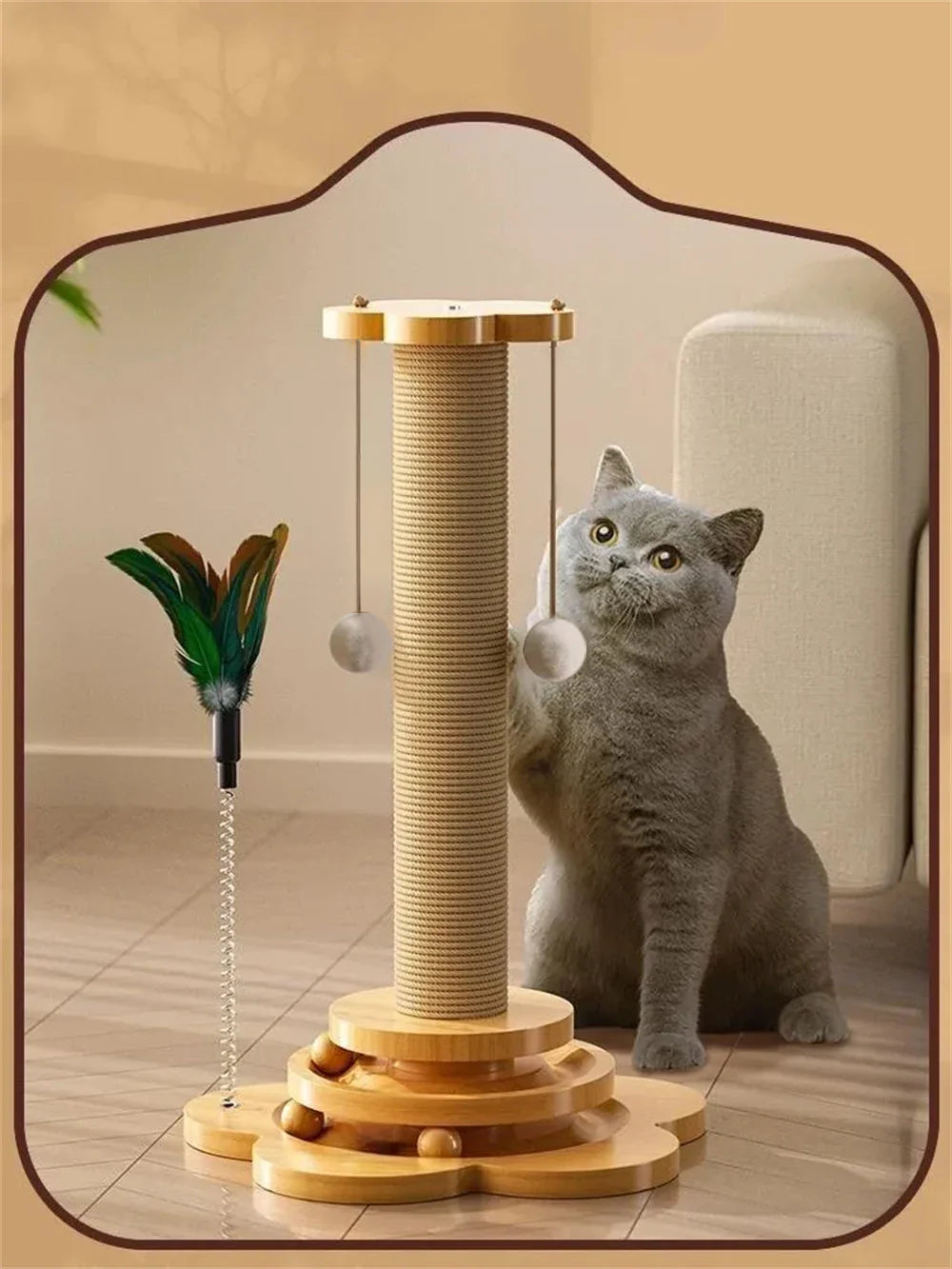 Solid Wood Cat Turntable Toy