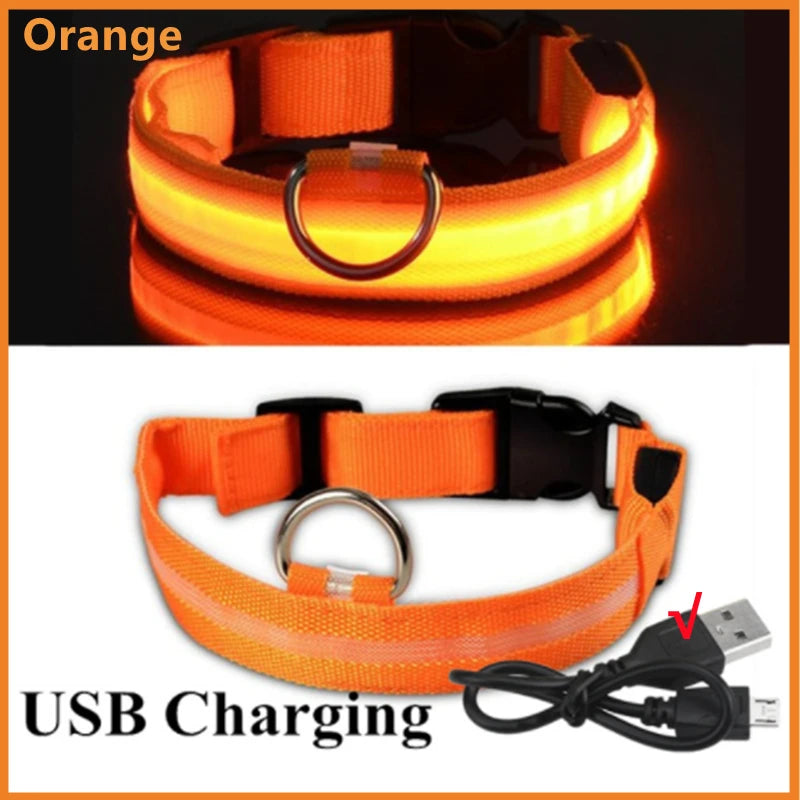 Adjustable Flashing Rechargeable Luminous LED Glowing Dog Collar