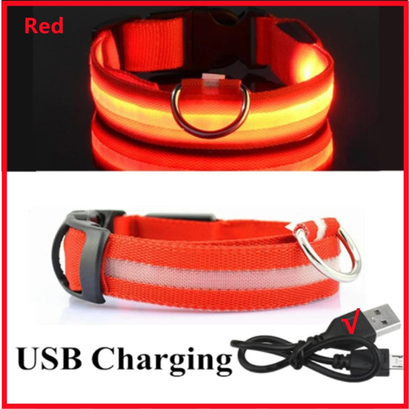 Adjustable Flashing Rechargeable Luminous LED Glowing Dog Collar