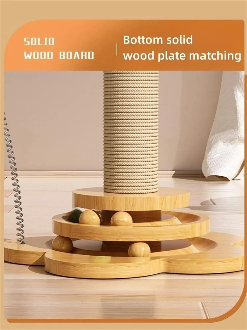 Solid Wood Cat Turntable Toy